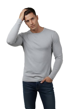 RizzUP Gri Dar Kalıp Likralı %90 Pamuk Erkek Sweatshirt – Vücuda Oturan İnce Penye Sweat 2300423