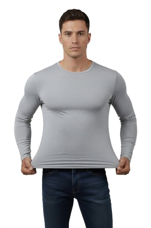 RizzUP Gri Dar Kalıp Likralı %90 Pamuk Erkek Sweatshirt – Vücuda Oturan İnce Penye Sweat 2300423