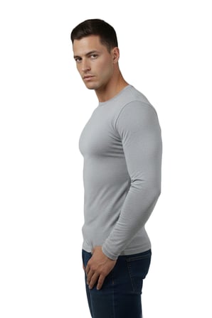 RizzUP Gri Dar Kalıp Likralı %90 Pamuk Erkek Sweatshirt – Vücuda Oturan İnce Penye Sweat 2300423