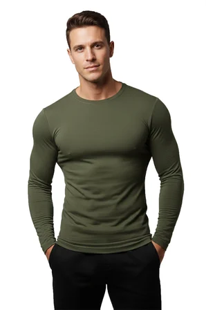 RizzUP Haki Dar Kalıp Likralı %90 Pamuk Erkek Sweatshirt – Vücuda Oturan İnce Penye Sweat 2300423