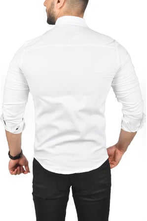 RizzUP Erkek Beyaz Slim Fit Likralı Gabardin Gömlek – Büyük Beden Seçenekli Spor Gömlek 2502503