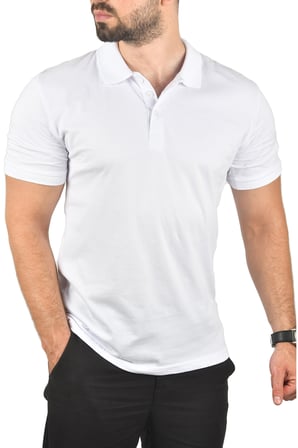 RizzUP Beyaz Büyük Beden Polo Yaka Tişört Nefes Alan Pamuklu Kumaş Battal Beden Erkek Tişört 2504349
