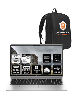 HP ProBook 450 G10 İ5 1334U 20GB RAM 256GB SSD 15.6'' FHD IPS W11H Dizüstü Bilgisayar & PER4 ÇANTA 