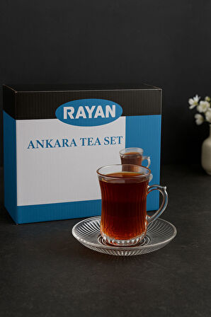 Rayan Ankara Serisi 6 Kişilik Çay Seti | 12 Parça Şık Çay Seti