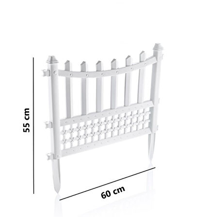 Omnipazar SY-5998 Elite Plastik Dekoratif Bahçe Çiti 12'li Set 60x55 cm Beyaz