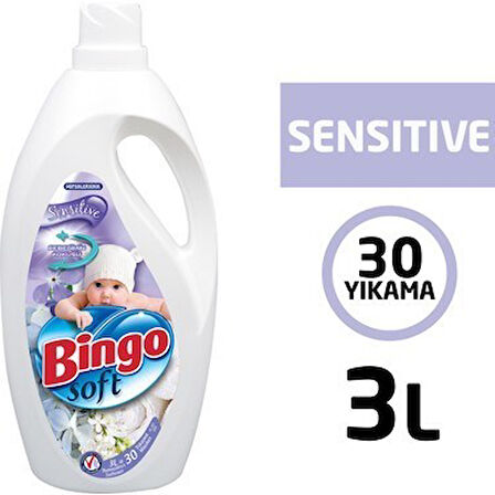 Bingo Soft Yumuşatıcı 3 lt 3 lü Karma Paket  Sensitive  Gül  Lavanta