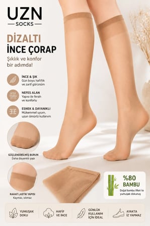 6 Çift Ten Kadın 20 Denye Dizaltı Çorap Mat İnce Pantolon Çorabı