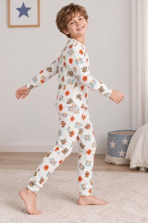 Erkek Çocuk Uzaylı-Basketli Baskılı Pamuklu Pijama Takım TKM1030