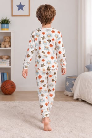 Erkek Çocuk Uzaylı-Basketli Baskılı Pamuklu Pijama Takım TKM1030
