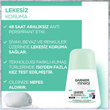 Garnier Mineral Lekesiz Koruma Antiperspirant Ter Önleyici Leke Yapmayan Kadın Roll-On Deodorant 50 ml