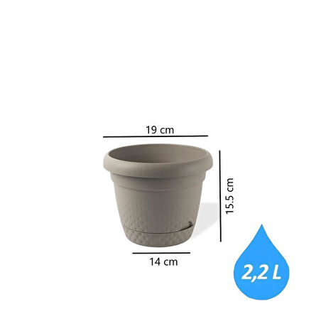 Omnipazar KRS-342 Dekoratif İnci Bitki Çiçek Saksı Takımı 2.2 Litre No 2