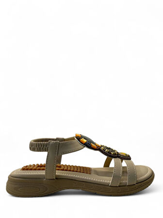 7073 Kadın Anatomik Masajlı Taban Taşlı Sandalet