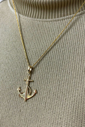 Altın Taşsız Çapa Model Erkek Kolye