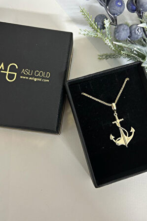 Altın Taşsız Çapa Model Erkek Kolye