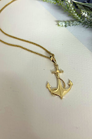 Altın Taşsız Çapa Model Erkek Kolye