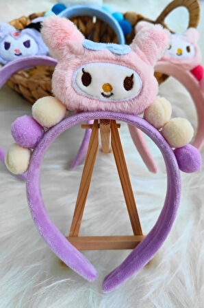 Peluş Ponpon Detaylı Hello Kity-Kuromi -Melody-Cinnamoroll Taç