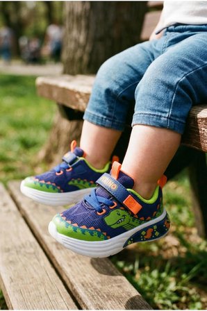 2254 Ortopedik Erkek Bebek Saks Mavi Işıklı Rahat Sneaker