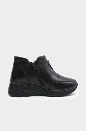 Hakiki Deri Fermuarlı Kadın Bot 