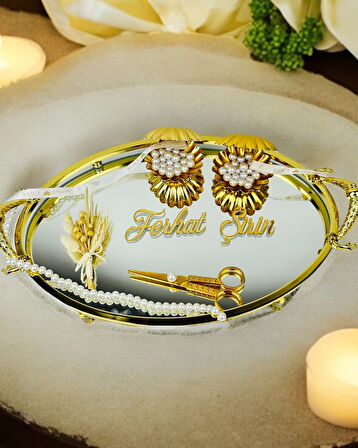 Infinity Gold Şık Söz Nişan Tepsisi