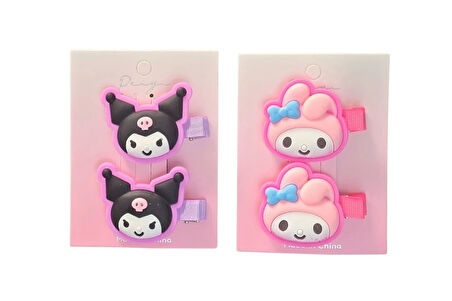 Sevimli Sanrio Karakterli 4 Adet Pens Toka (Kuromi-My Melody)