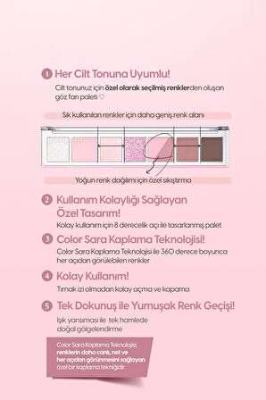 Yoğun Pigmentli 5 Farklı Dokulu Far Paleti Peripera All Take Mood Palette (#004 If Pink Check Dm Plz