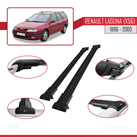 Renault Laguna (X56) SW 1996-2000 Arası ile Uyumlu FLY Model Ara Atkı Tavan Barı Siyah 2 Adet