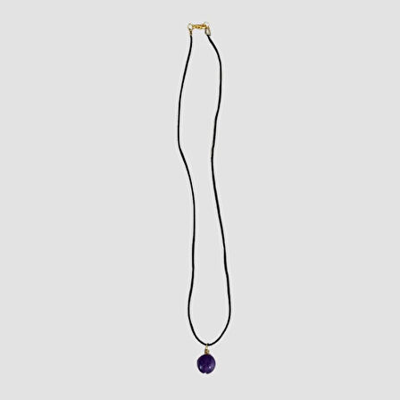 Uretti - Tuğba 6667 - El Yapımı Doğal Taş Ametist Kolye - 29 cm