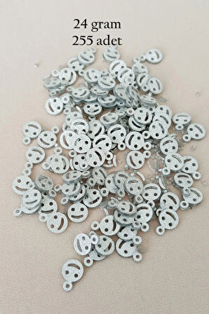 Oya Abiye Bileklik Kolye Pleksi Metalik Plastik Pul Gümüş Renk 24 gram 255 adet - BNC585