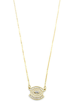 Taşlı Göz Kolye - Altın