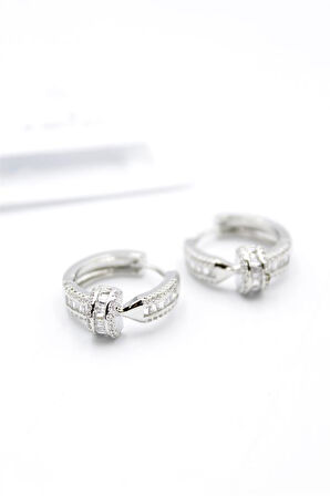 Taşlı Çivi Küpe - Gümüş