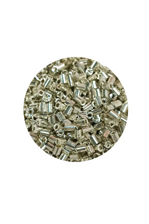 Kesme Cam Boncuk 2mm - 60 Gram - Parlak Gümüş - BNC376