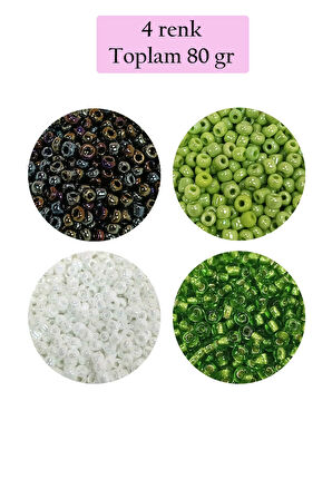 Dökme Cam Kum Boncuk (8/0) 3 mm - 4 Renk - Toplam 80 Gram - BNC418