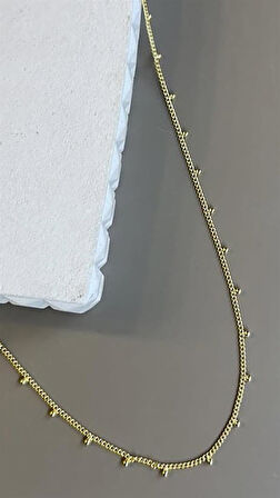 Boncuklu Zincir Kolye - Altın