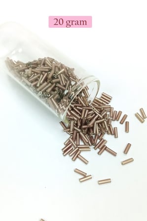 Uzun Boru Kesme Boncuk Çap 2mm Uzunluk 10 mm - 20 Gram - Koyu Bej - BNC225 - 5'li Paket