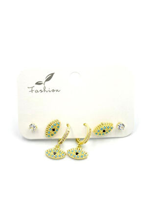 Çoklu Göz Küpe - Altın