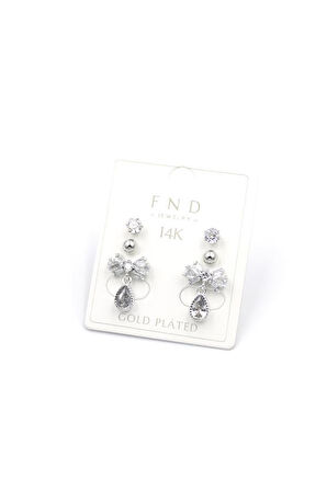 Çoklu Taşlı Küpe - Gümüş