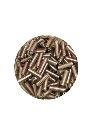 Uzun Boru Kesme Boncuk Çap 2mm Uzunluk 10 mm - 60 Gram - Koyu Bej - BNC264