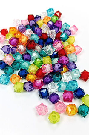 Küp Boncuk İçten Boncuklu Bileklik Çanta Boncuğu 10 mm 50 gr Karışık Renk - BNC447