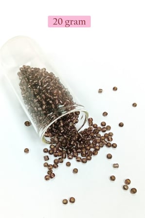 Dökme Cam Kum Boncuk (8/0) 3 mm - 20 Gram - Şefaff Alacalı Kahve - BNC172 - 5'li Paket