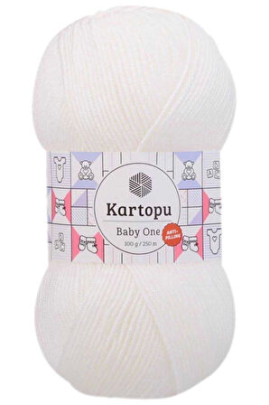 1 Adet Baby One Tüylenmeyen El Örgü İpi Yünü Kar Beyaz K010