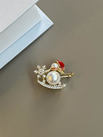 Kardan Adam Broş - Beyaz