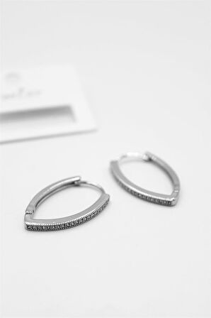 Oval Halka Küpe - Gümüş