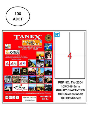 Tanex Tw-2204 105X148,5 Mm Lazer Etiket 100 Adet