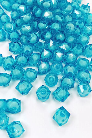 Küp Boncuk İçten Boncuklu Bileklik Çanta Boncuğu 10 mm 50 gr Gök Mavi - BNC449