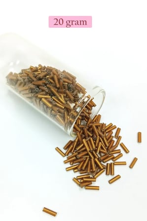 Uzun Boru Kesme Boncuk Çap 2mm Uzunluk 10 mm - 20 Gram - Gold - BNC248