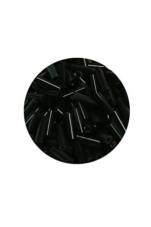 Uzun Boru Kesme Boncuk Çap 2mm Uzunluk 10 mm - 60 Gram - Siyah - BNC280