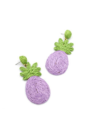 Ananas Hasır Küpe - Mor