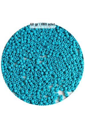 Turquaz Mavi Renk 4 mm Yaklaşık 660 adet / 60 gram Cam Boncuk Oya Yazma Bileklik ve Kolye