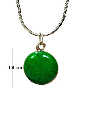 Zümrüt Doğal Taşı Zincirli El Yapımı Kolye Uç: 1,5 cm Zincir: 20 cm Kutulu