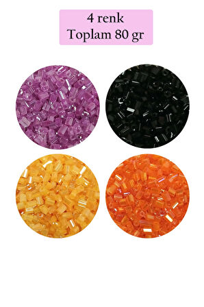 Kesme Cam Boncuk 2mm - 4 Renk - Toplam 80 Gram - BNC437